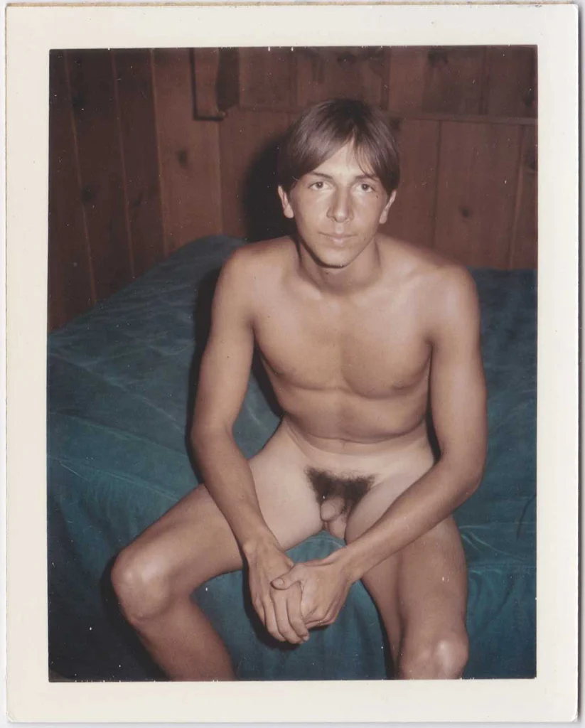 Seated Male Nude: Vintage Color Polaroid