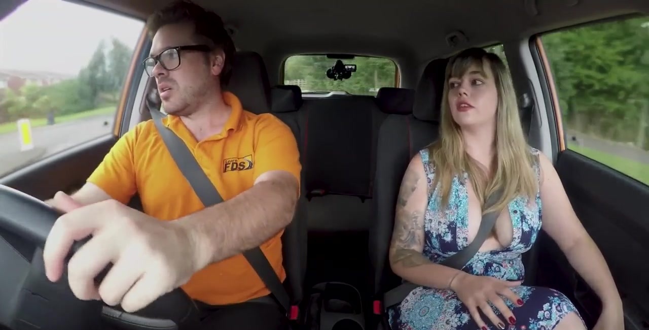 MILF driver pussy fucked hard by instructor in car fuck