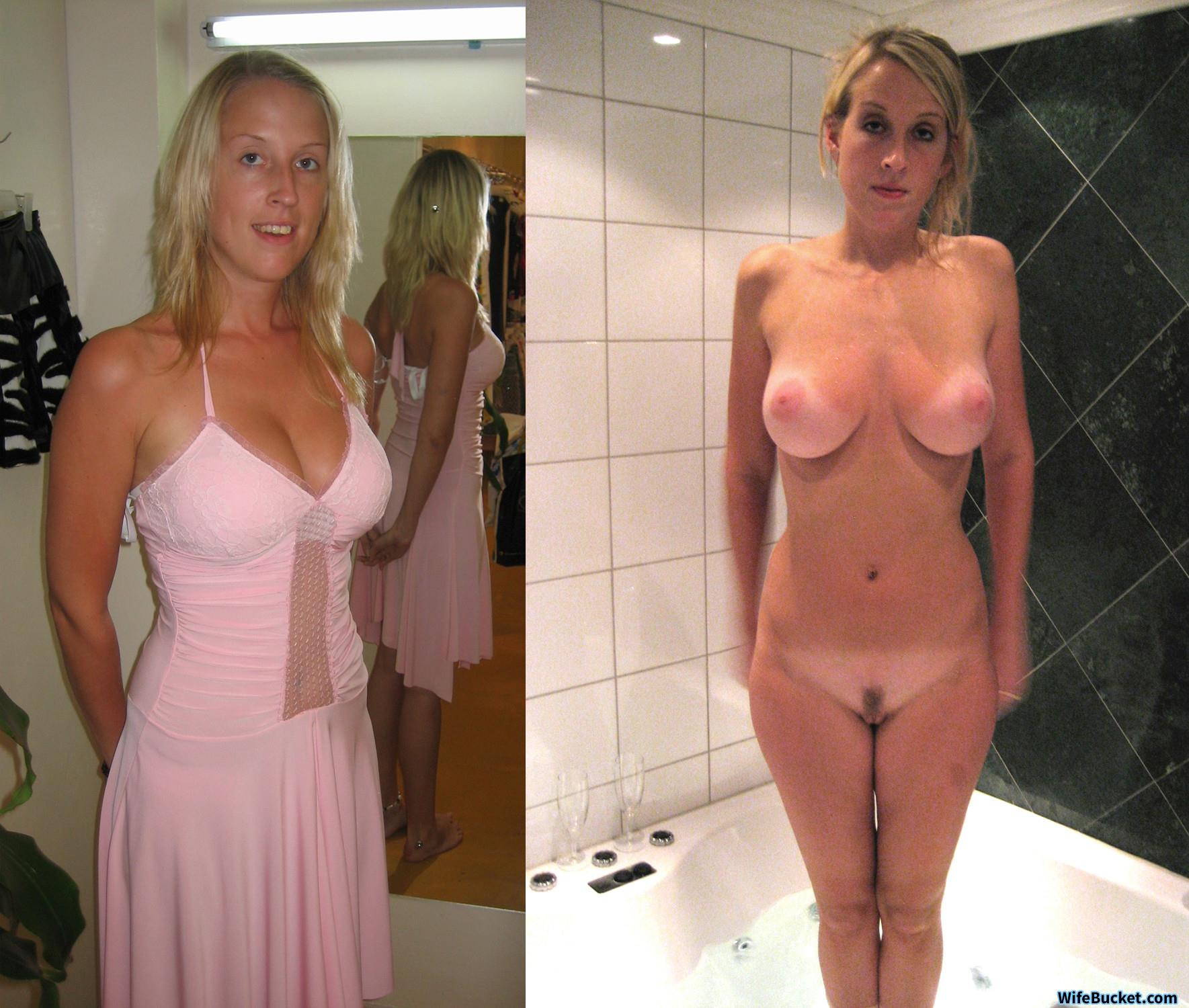 Dressed and then undressed: Hot wives in before-after nudes!