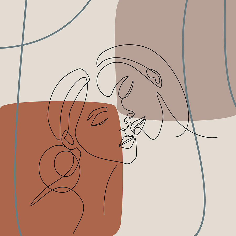 Erotic lesbian line art LGBTQ couple line art best friends love art body lesbians one line art Drawing by Mounir Khalfouf