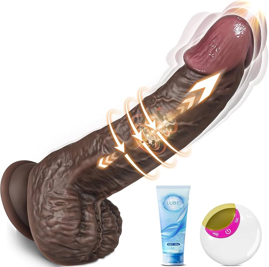 Thrusting Dildo Black 8.93 Inch Big Extra Thick Vibrator Triple-Action Thrust Rotation Vibrating 8