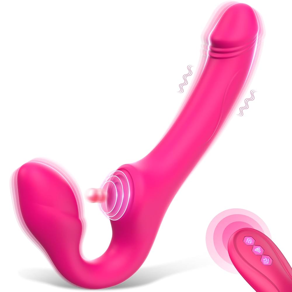 : Strapless Strap-On Double-Ended Dildo with 10 Modes Remote Control Anti-Slip Silicone Realistic G-Spot Anal Dildo Vibrator Vibrating Butt Plug Adult Sex Toys for Women Lesbians Couples : Health Household