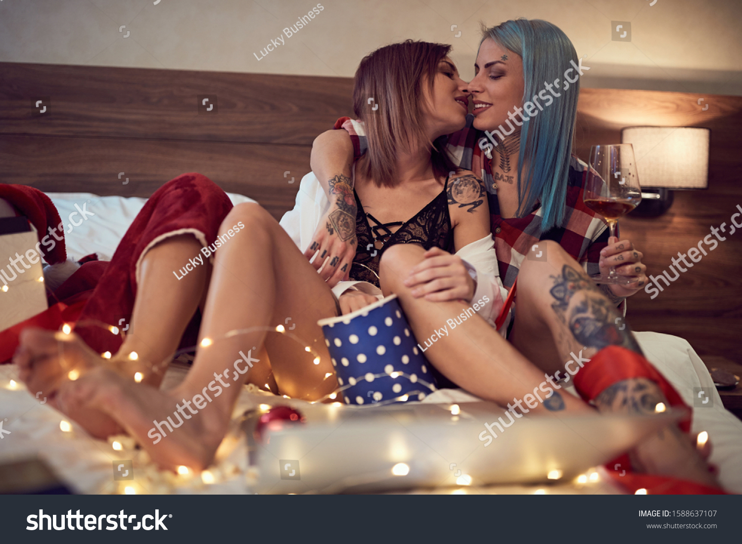 Lesbians Love Sexy Girls Kissing Lesbian Stock Photo 1588637107