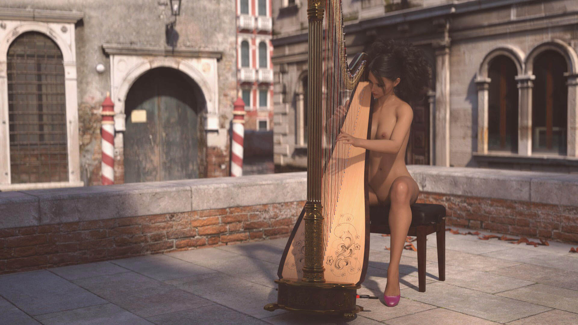Nude Musician Photo Shoot Venice Final Results 3D Render