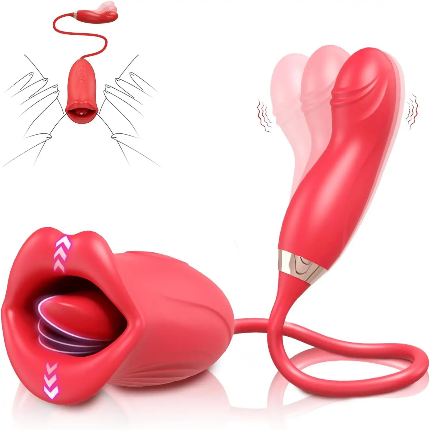 Tongue Licking Clitoral Vibrator with Finger Snapping Egg Vibrator