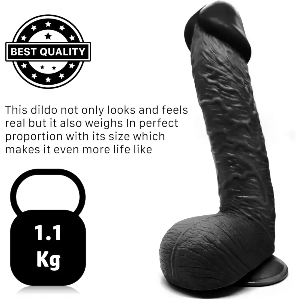 11.6 Inch Suction Cup Dildo Sex Toy Xl Black