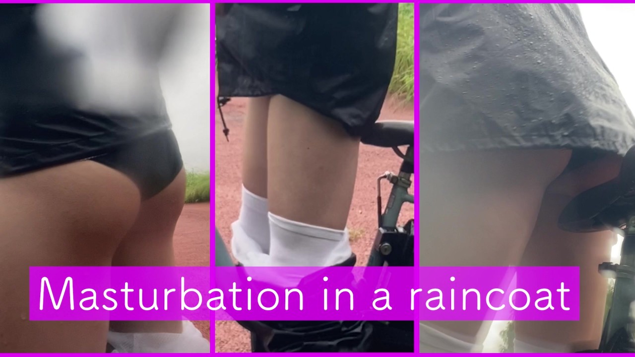 Exposed Masturbation Wearing a Raincoat outside on a Rainy Day