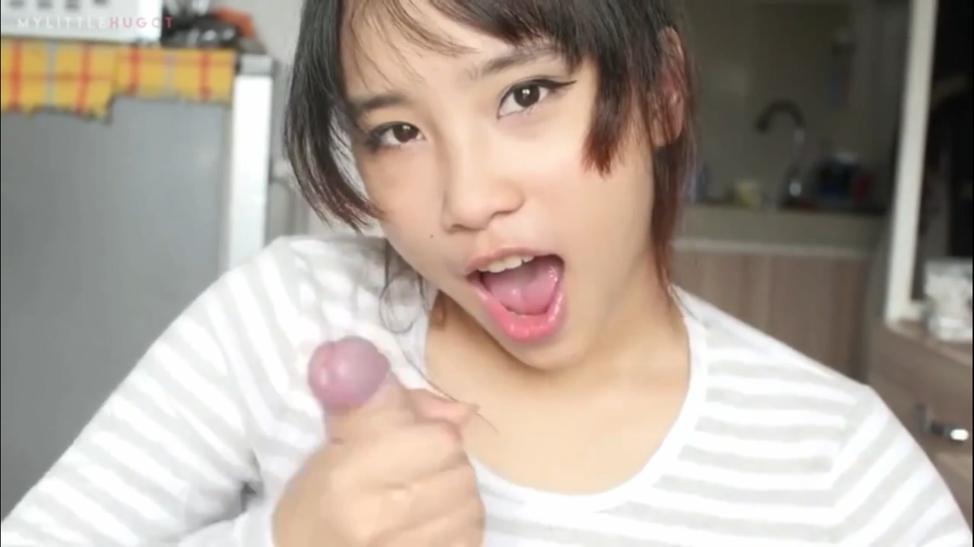 horny asian blowjob and facial cumshot