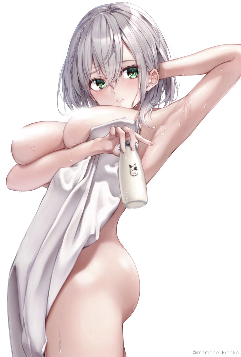 momonoko noko hololive shirogane noel breast hold censored naked towel wet