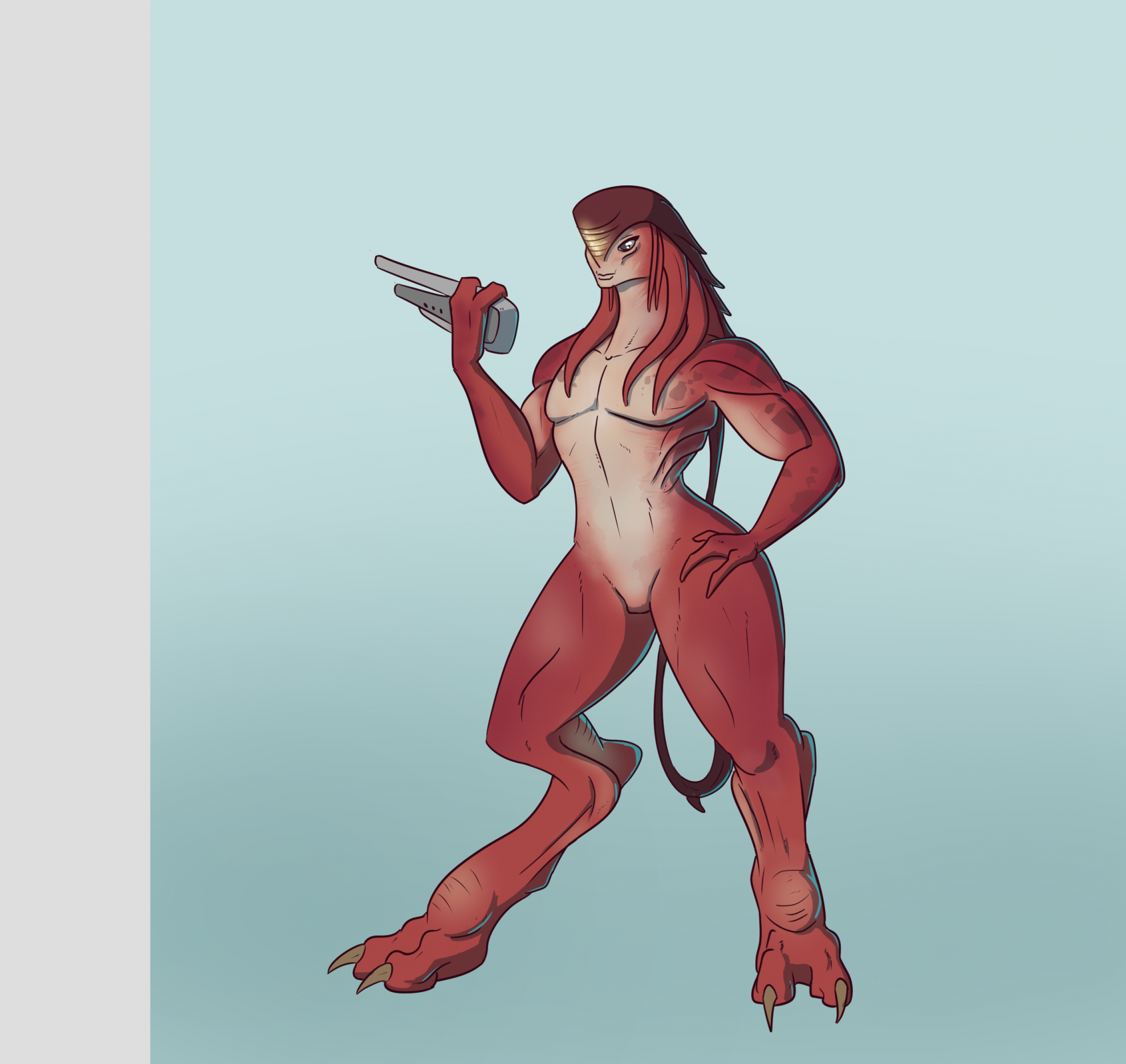 Commission: Alien Archaeologist Nude sfw by aFallenWolf -- Fur Affinity dot net