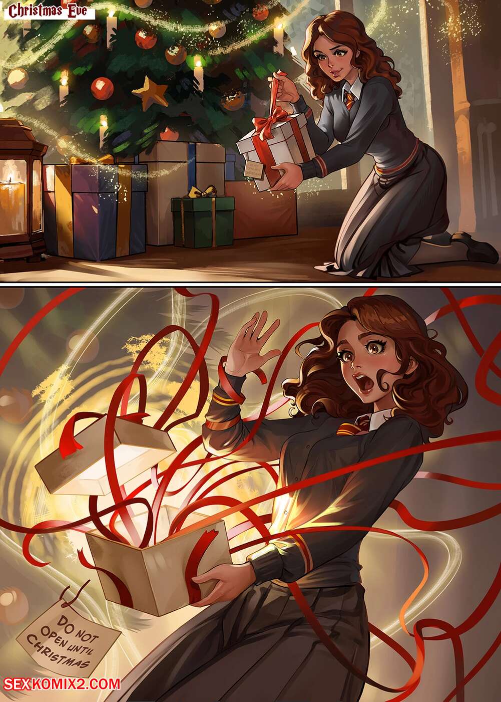 Porn comic Harry Potter. Christmas Gift. Saneperson Sex comic brunette Hermione received