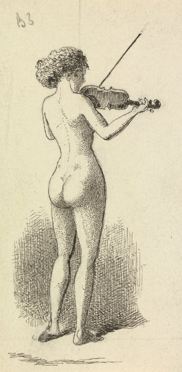 Mulher Nua a tocar Violino