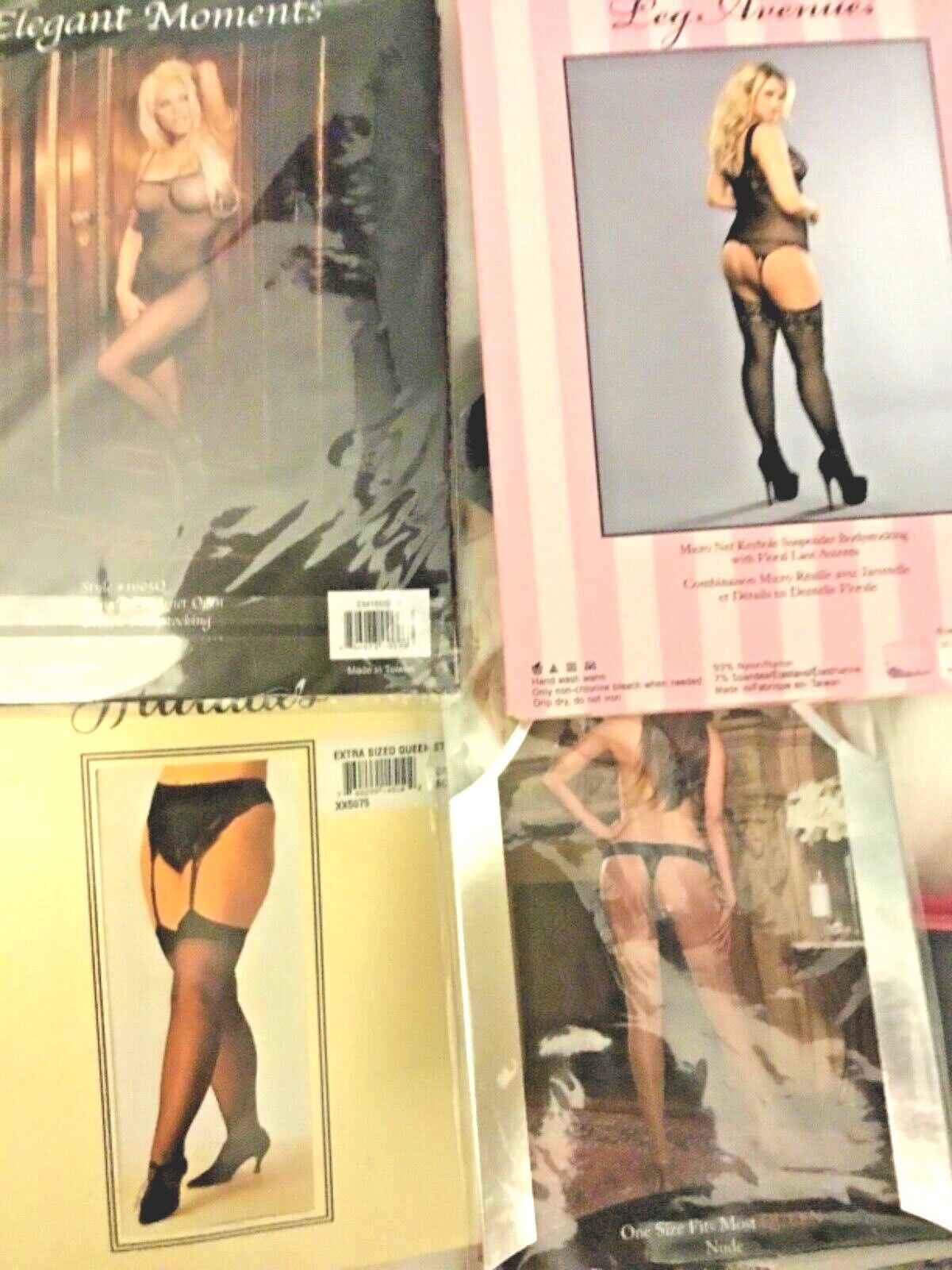 5 Pieces Asst Sexy Lingerie QueenPlus Size: 2 Bodystockings 3 stockings NEW
