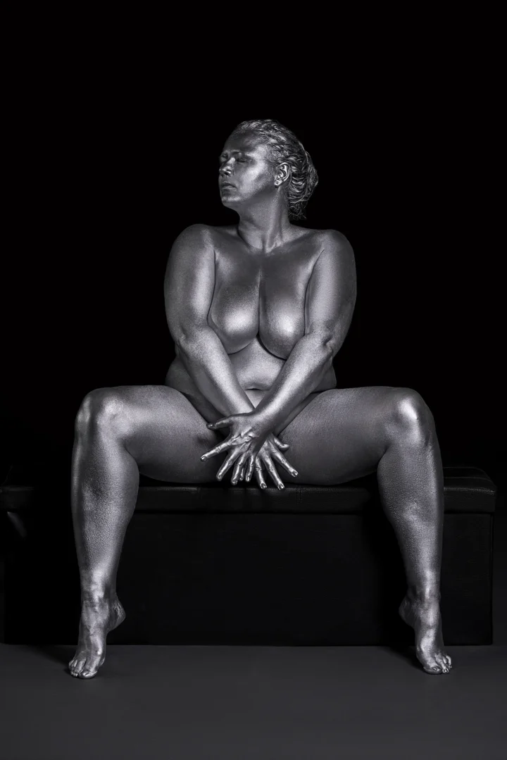 Plus Size Women In Metallic Paint Silvana Denker Photos