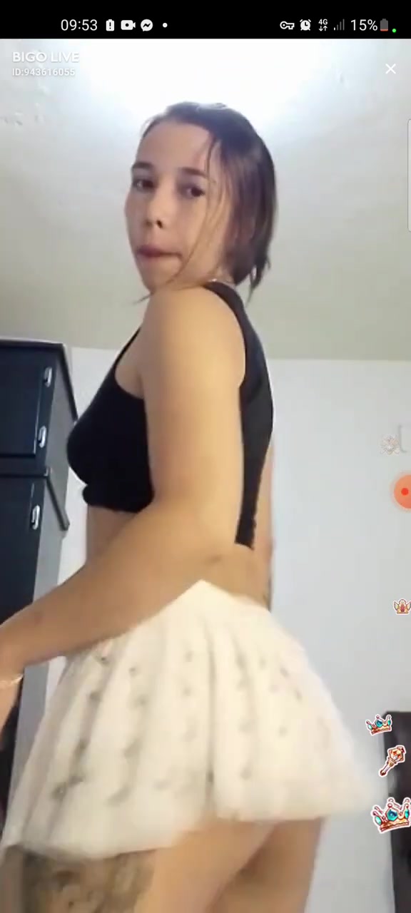 Bigo dance transparent mini skirt and no panties. Full ass and pussy flash at 5:51