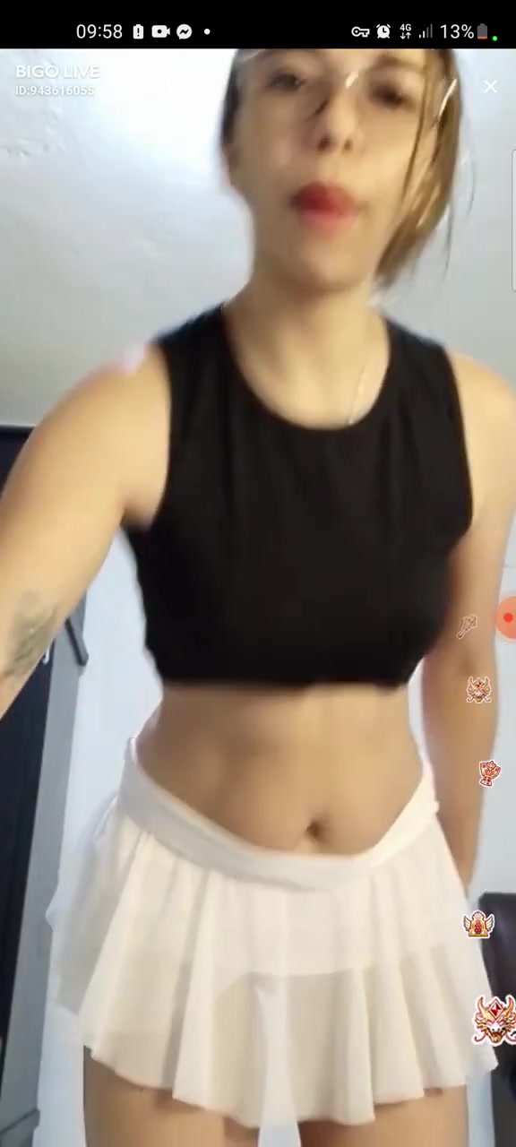 Bigo dance transparent mini skirt and no panties. Full ass and pussy flash at 5:51