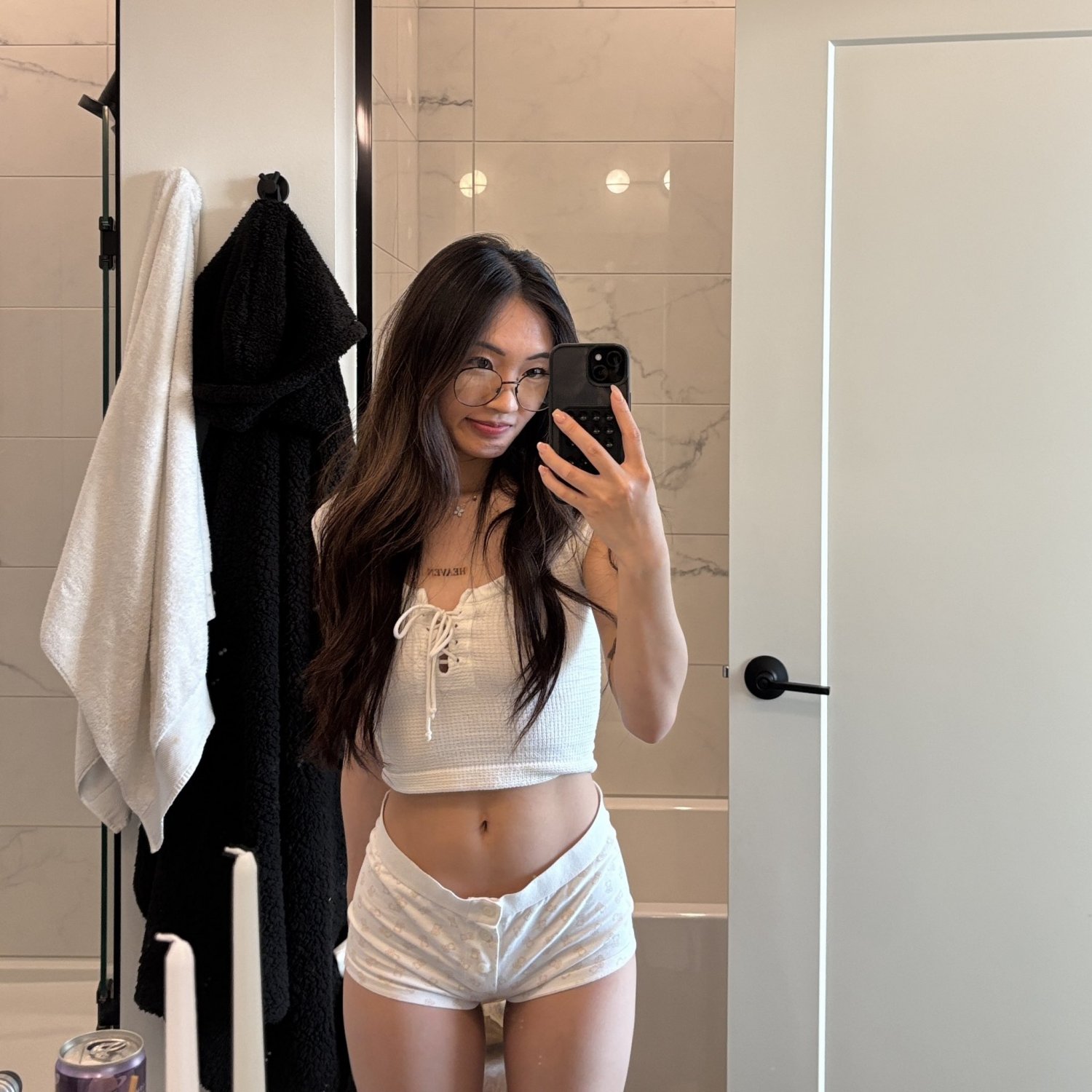 Petite Asian college babe deep dildo fuck