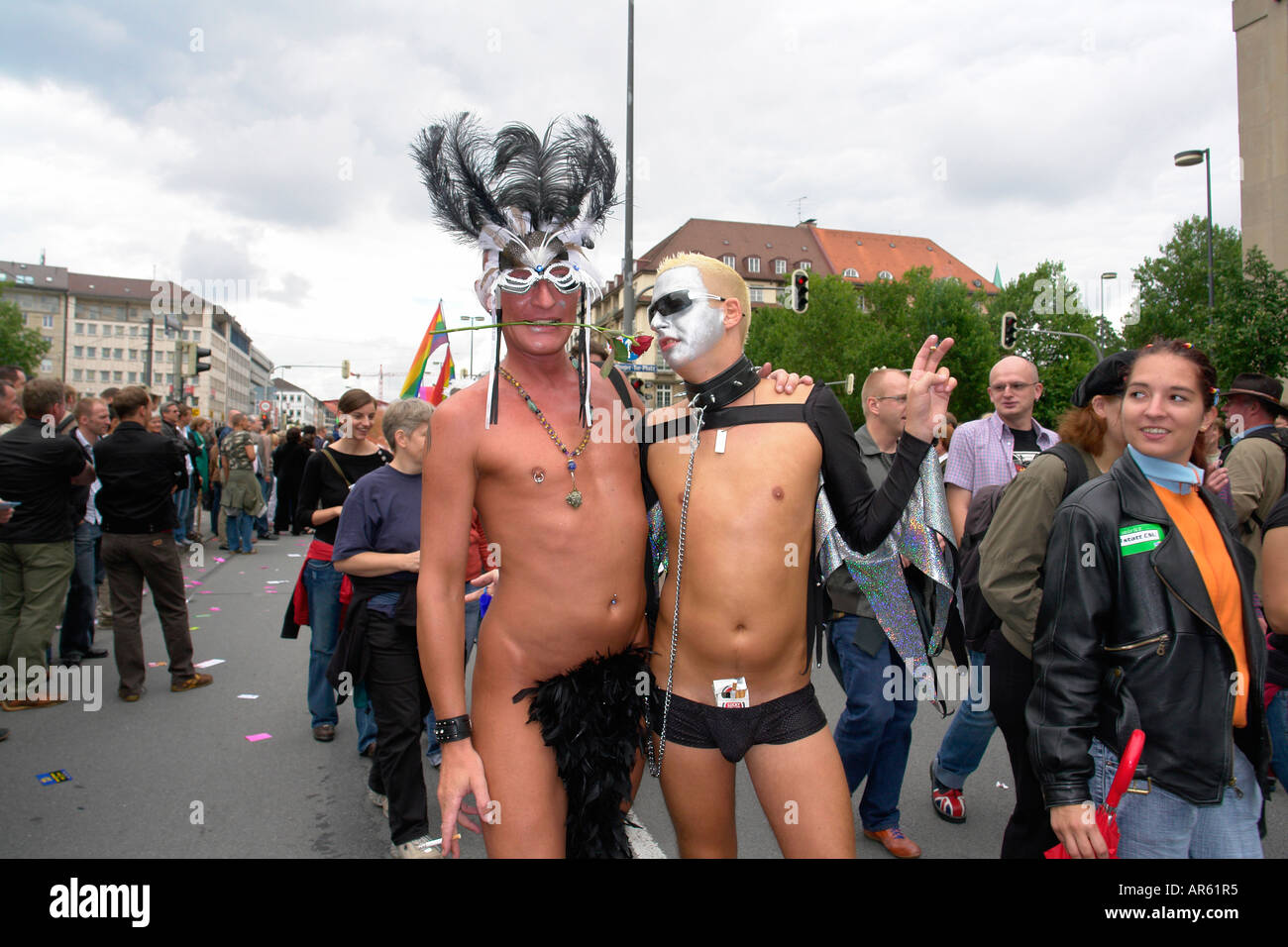 Naked men Christopher street day parade in Munich Bavaria Germany Stock Photo