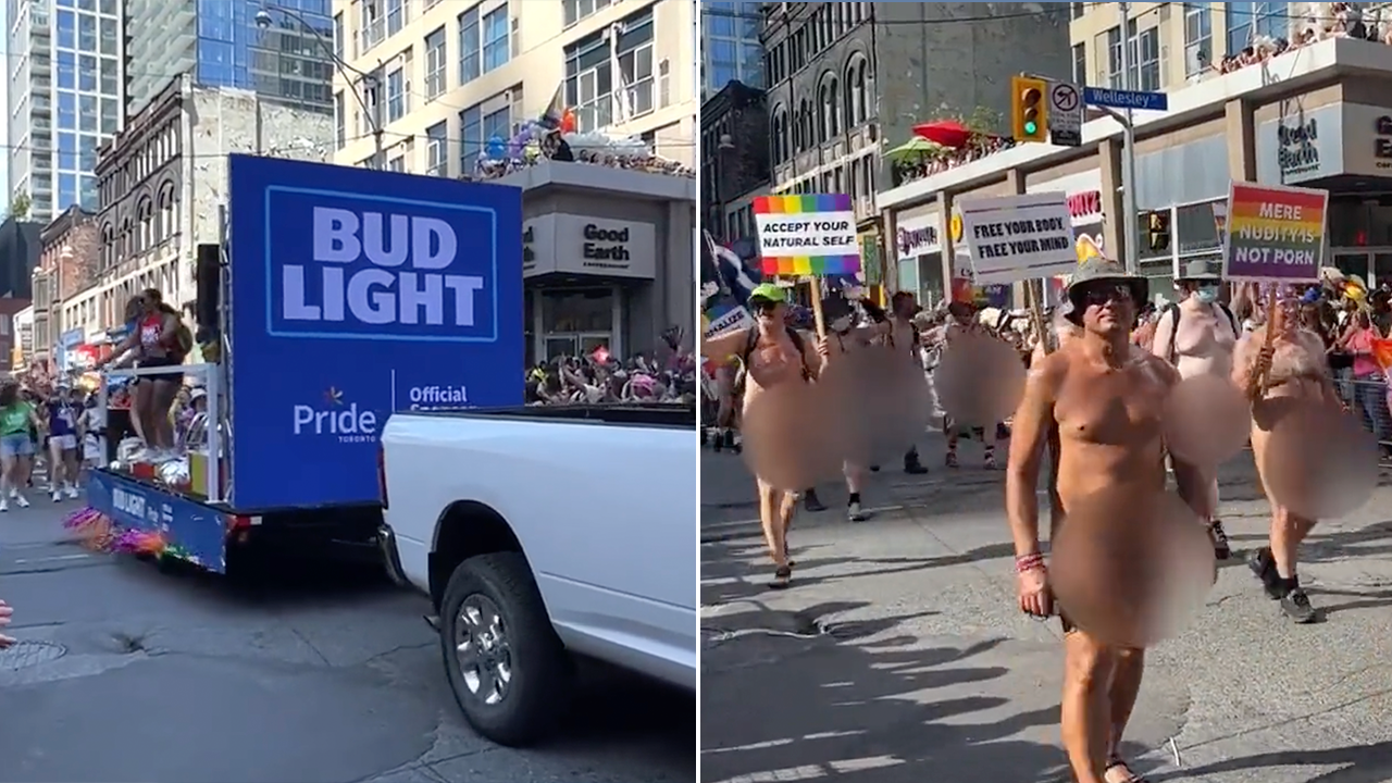 Bud Light sponsors Toronto Pride parade attended by naked men children