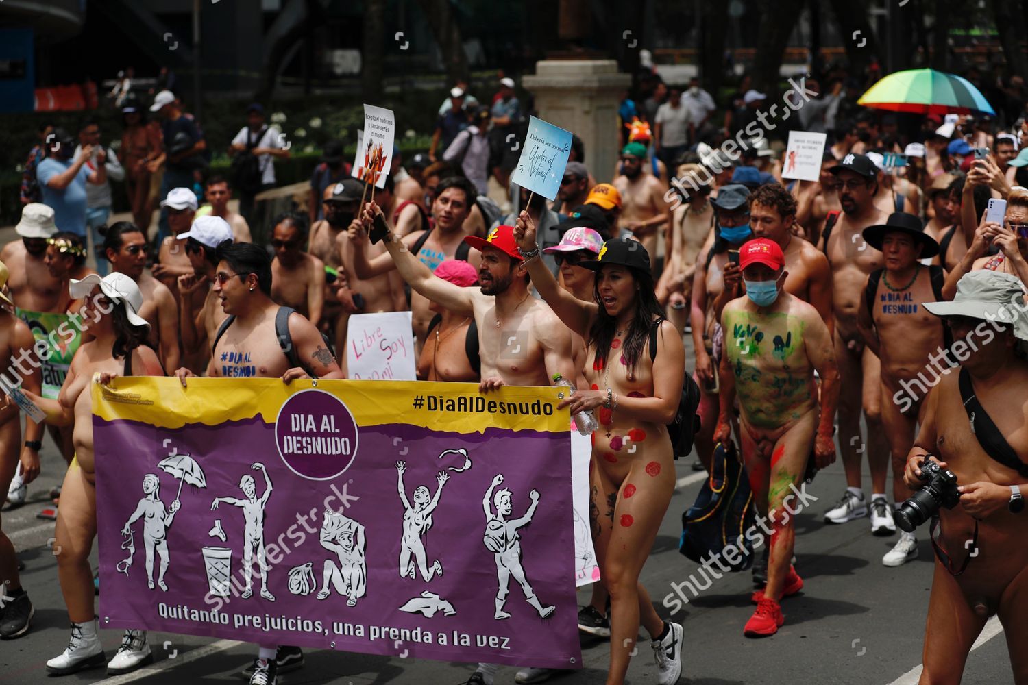 People Participate First Naked Day Demonstration Editorial Stock Photo