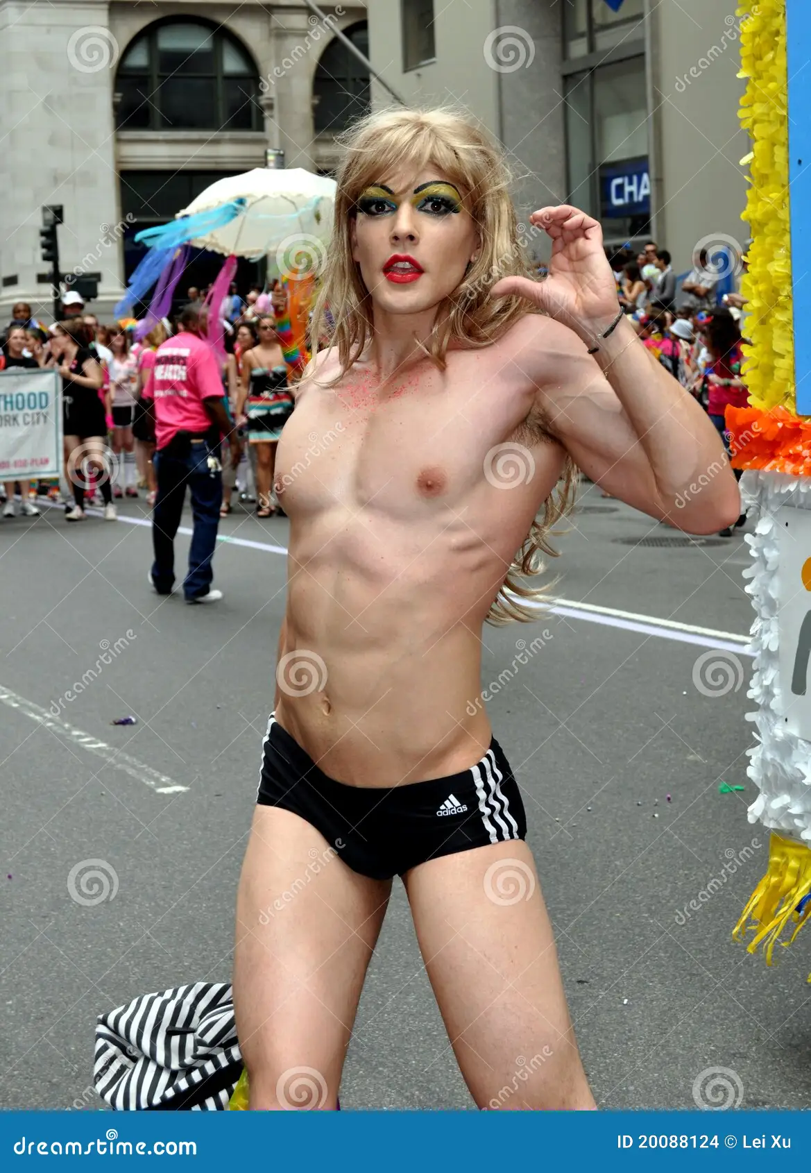 NYC: Nearly Nude Man in Gay Pride Parade Editorial Stock Image