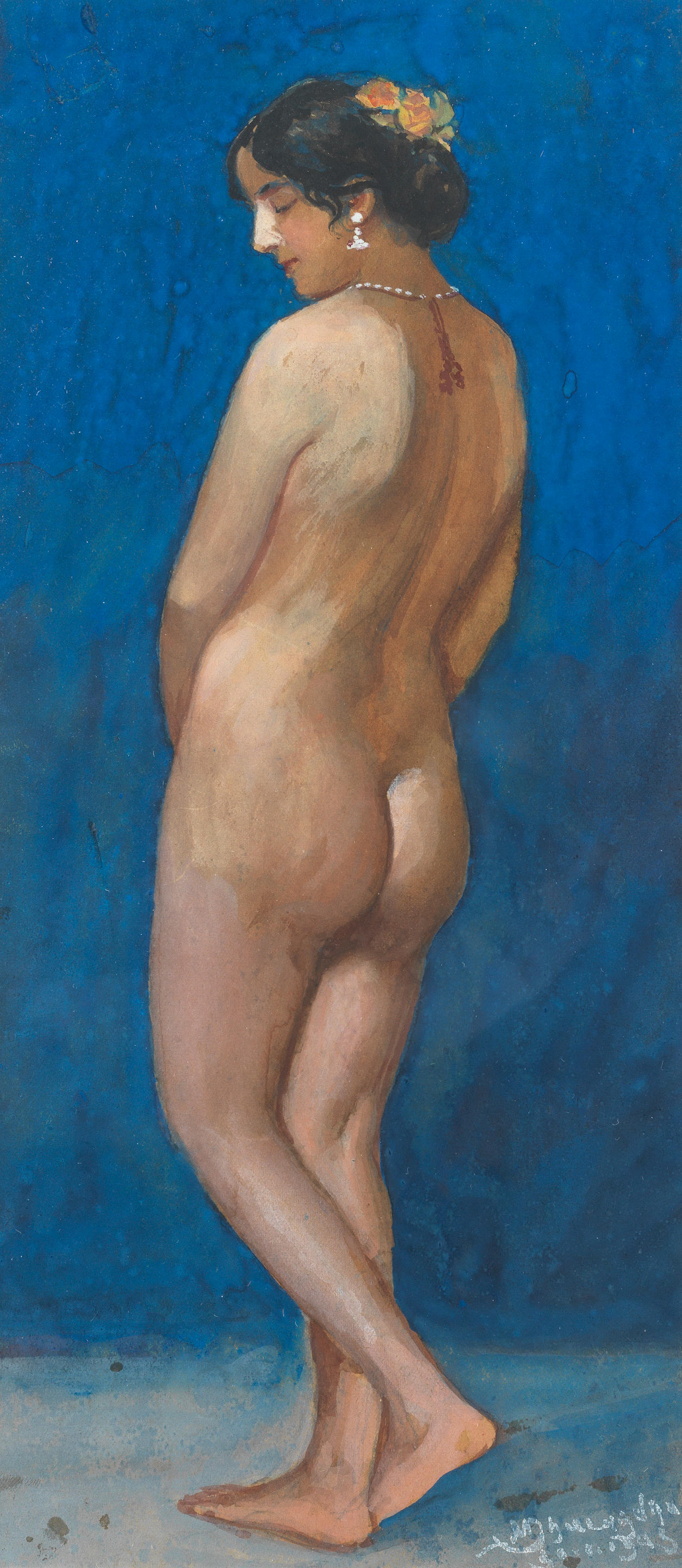 Bonhams : Mahadev Viswanath Dhurandhar India 1867-1944 Three female nude studies 3