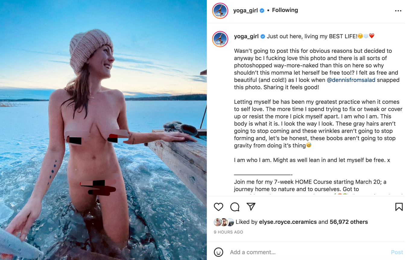 Yoga Girl shared this nude photo to Insta. Is it vulnerable or showing off? My answer.