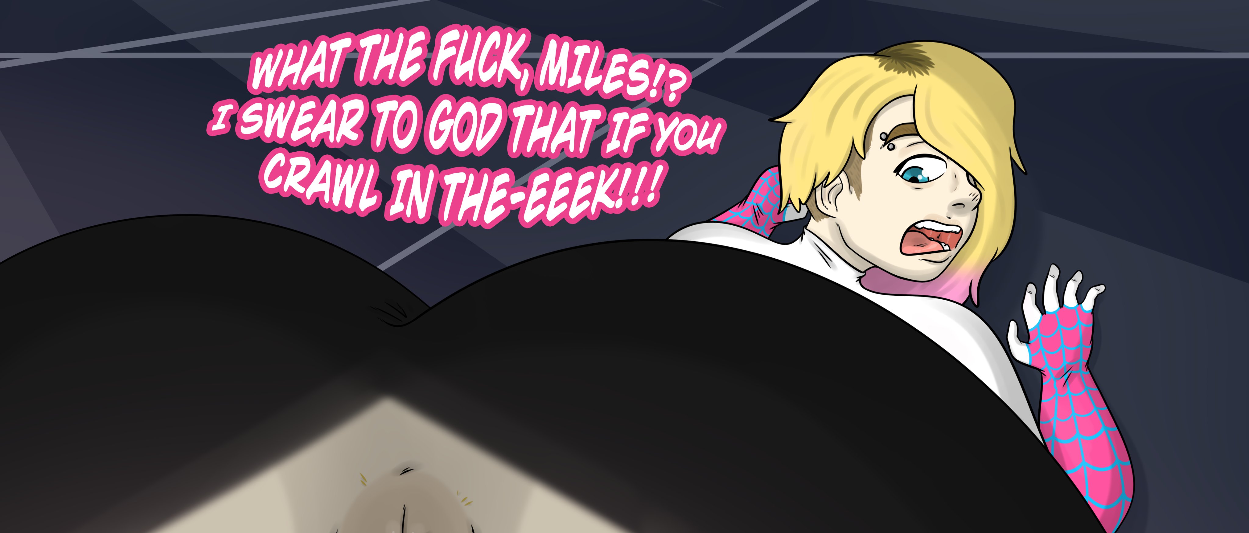 Nikonoir COMMS OPEN on X: my best redrawing yet now on P-P-P-... size giantess shrinking vore giantessvore macro micro analvore spiderman marvel siderverse acrossthespiderverse ass