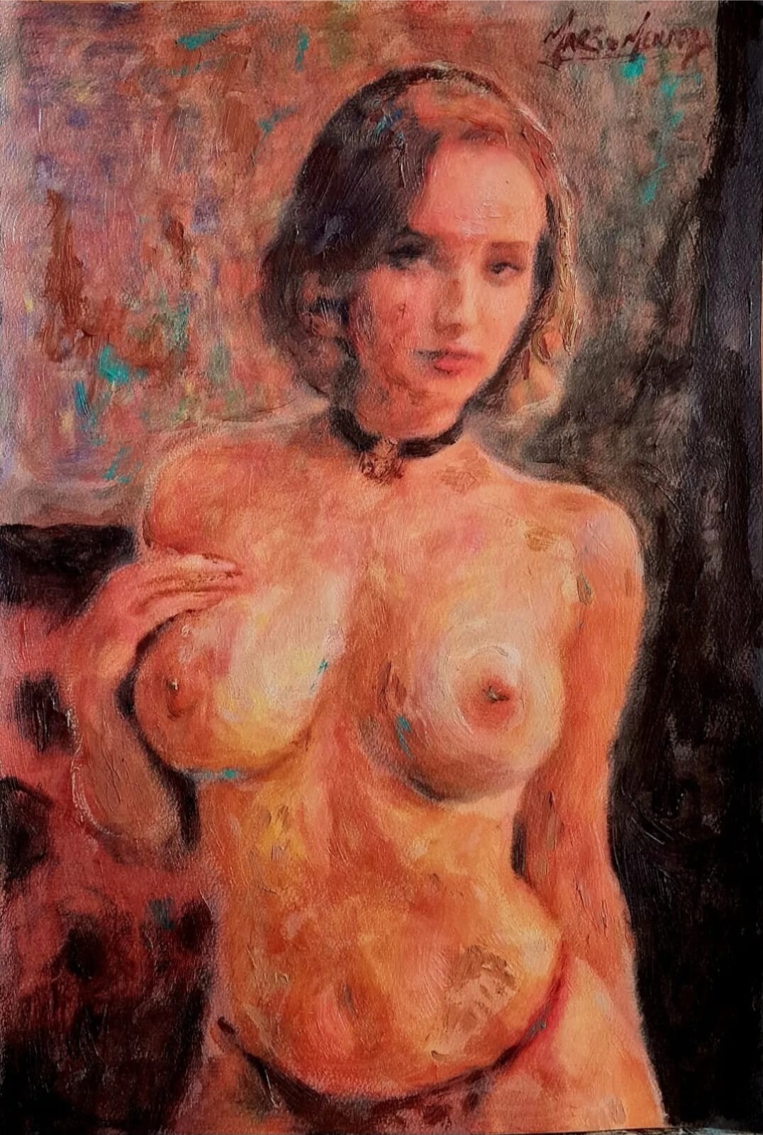 NEW ORIGINAL Cindy naked nude woman beautiful girl curvy Mendoza OIL PAINTING