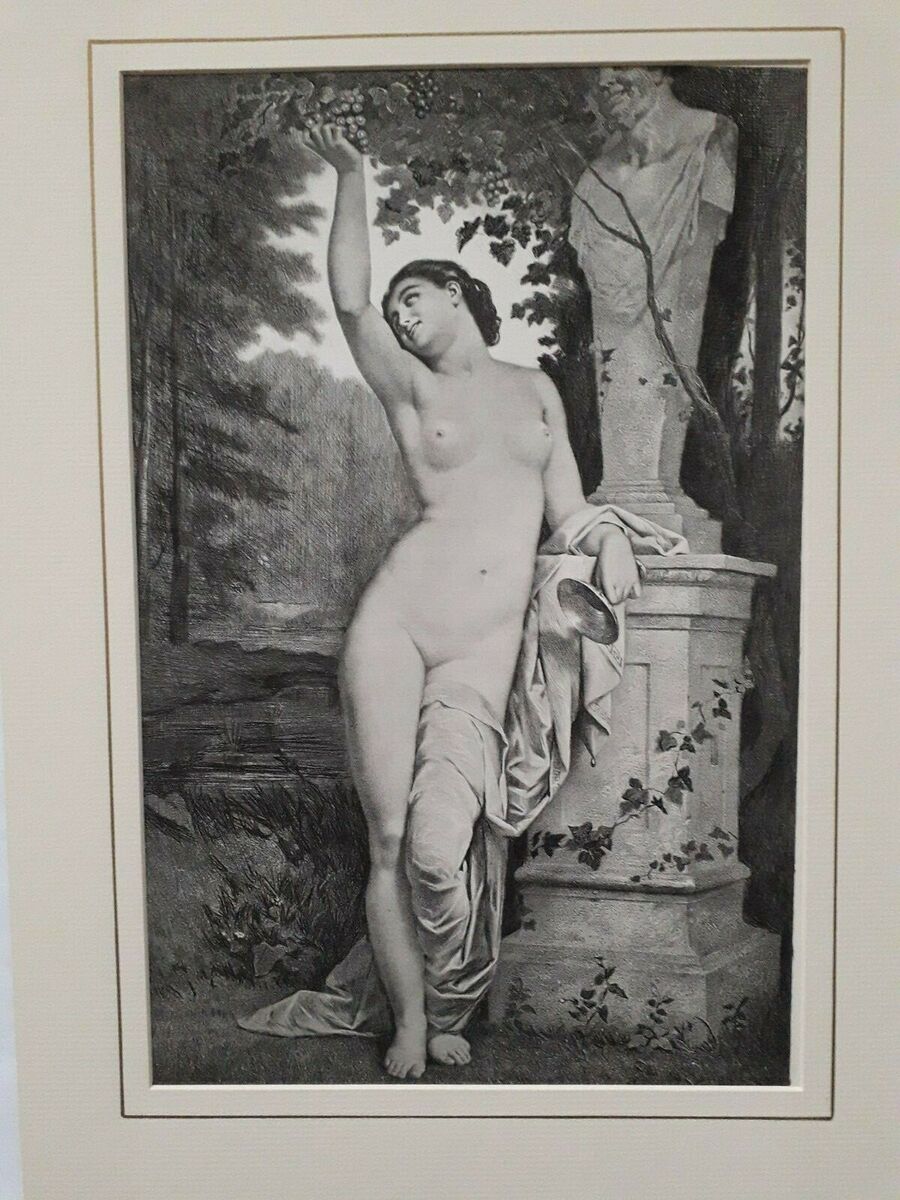 A Libation To Pan Nude in Art by A Serres Antique Print 19th Cent 1898