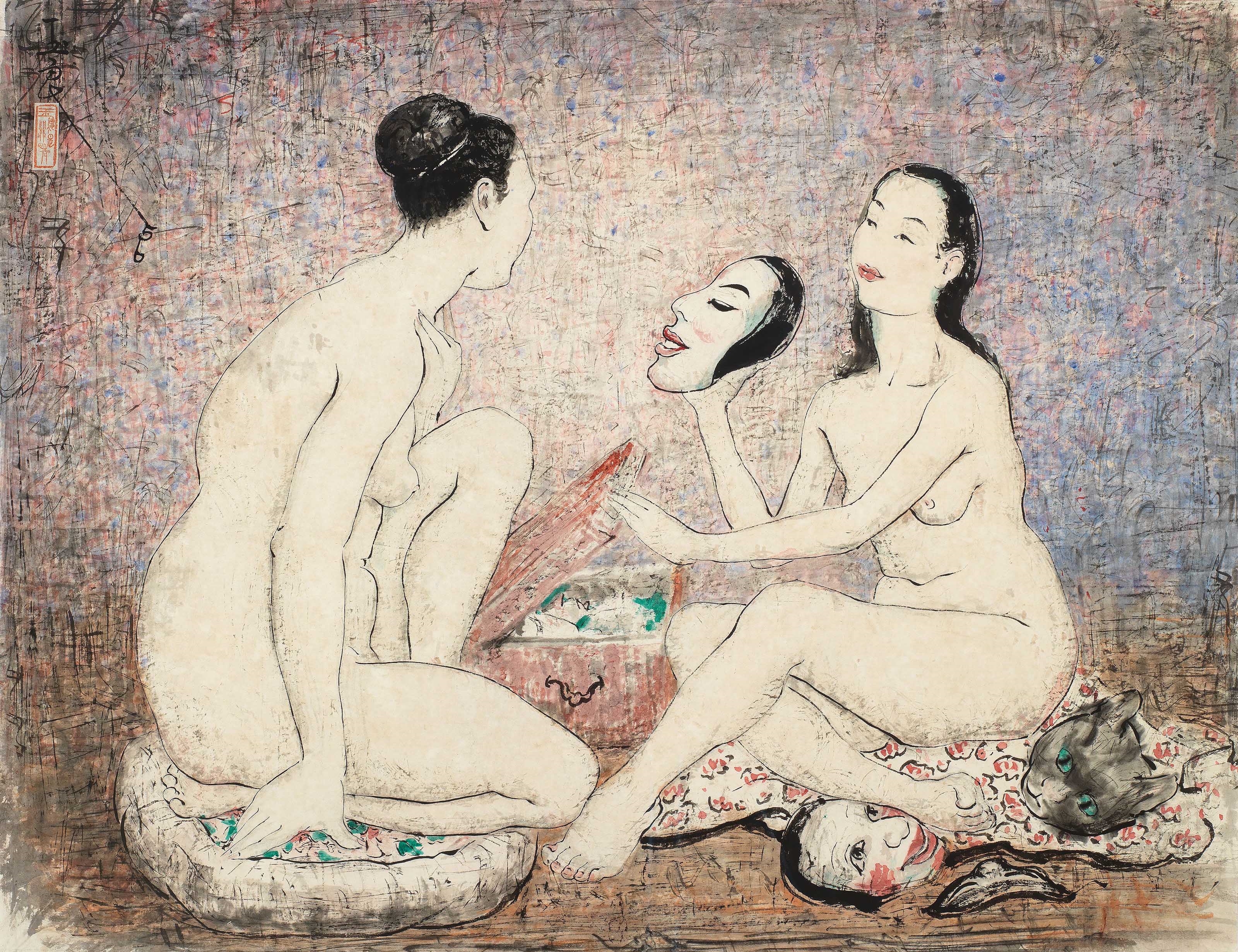 Nudes and Masks by Pan Yuliang