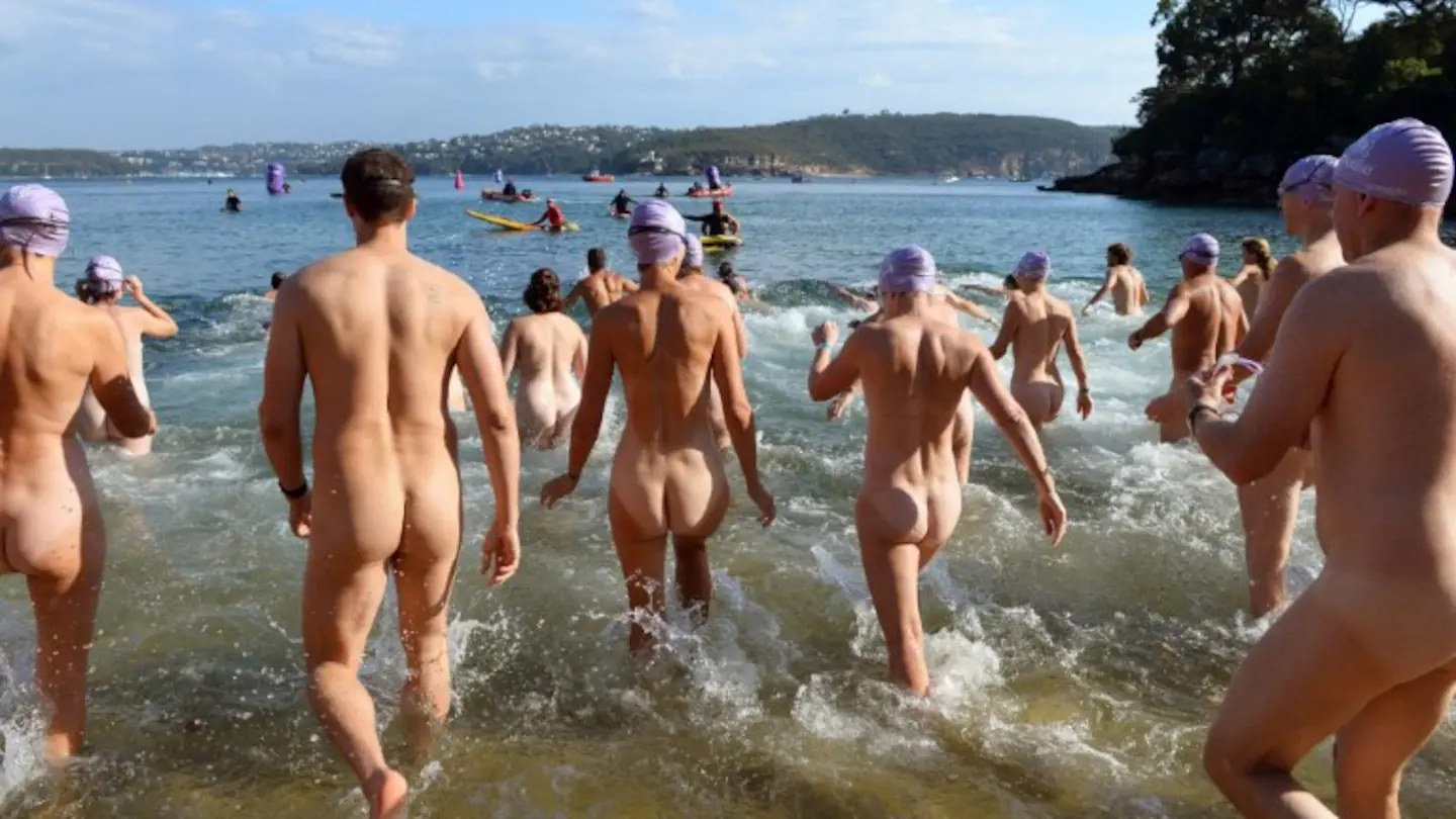 Bums bared in bid to break world record for the largest nude ocean swim