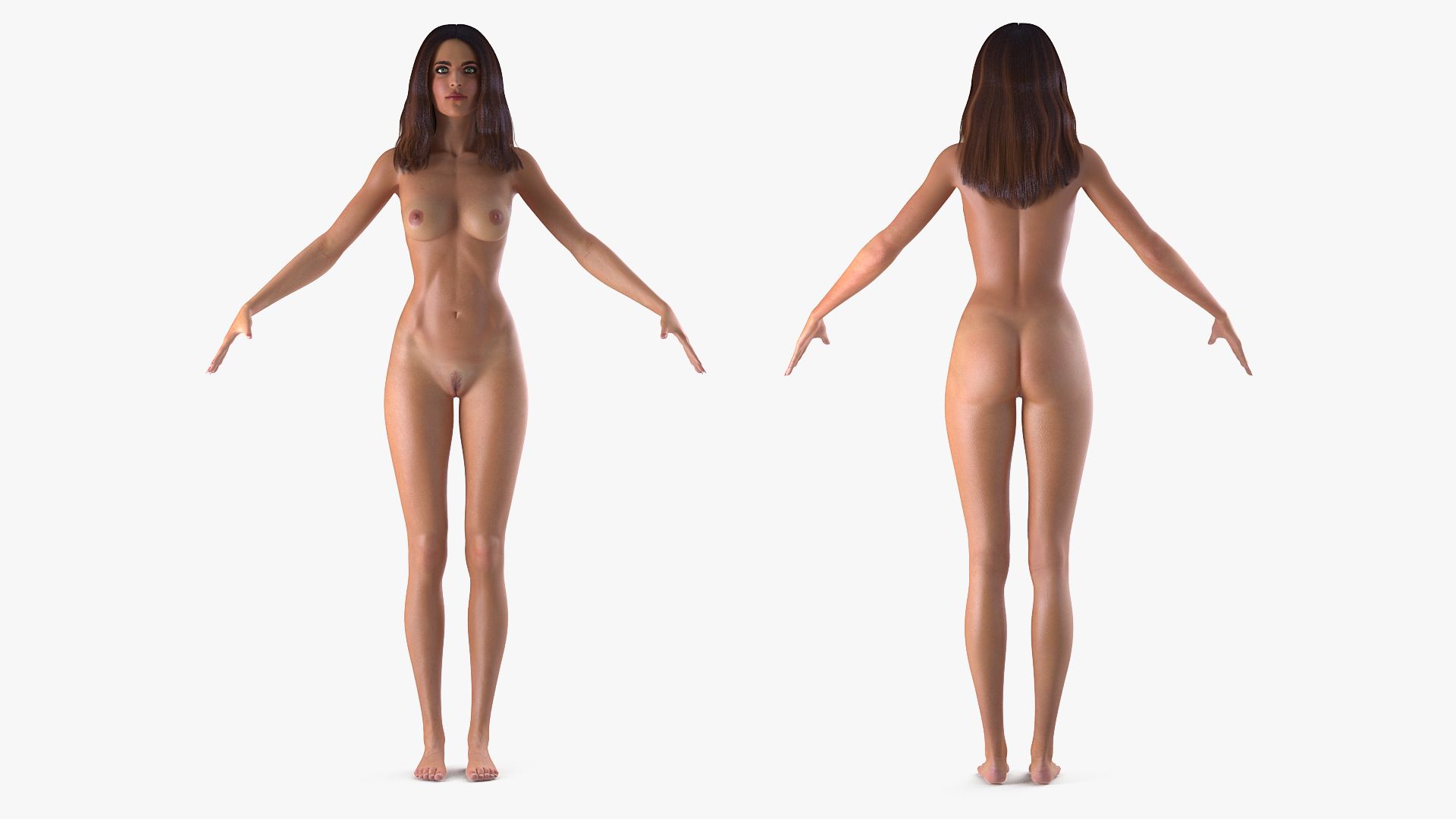 Nude Woman T-Pose 3D Model 199