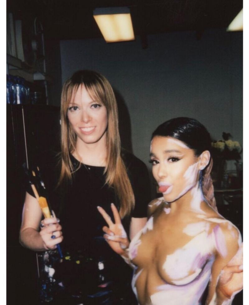 Ariana Grande nude boobs showing off her naked body with paint on her topless tits. Rating 7.5410