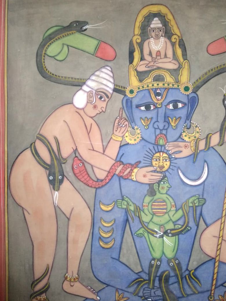 Erotic Nude Tantra Relgious Tantrik Art Handmade Miniature Painting On Cotton