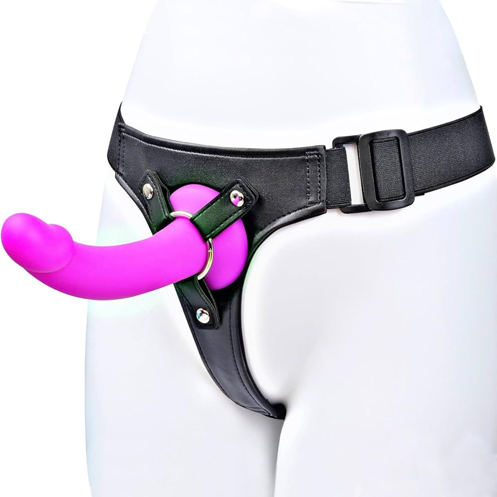 : Strap On Dildo Sex ToysAdjustable Strap on Harness with 7 Inch Curved Silicone Anal Dildo for Men Women Couples Wearable Strapon Lesbian Sex Toys with Sex Straps and Dildos for Pegging