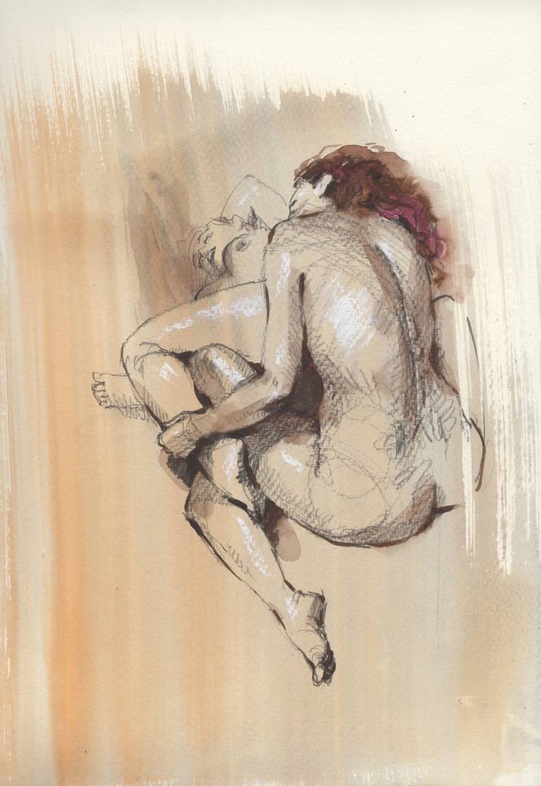 Original Art Erotic Painting Female Nude Art Art Naked Woman Modern Art Erotic Home Decor Canvas Drawing by Samira Yanushkova