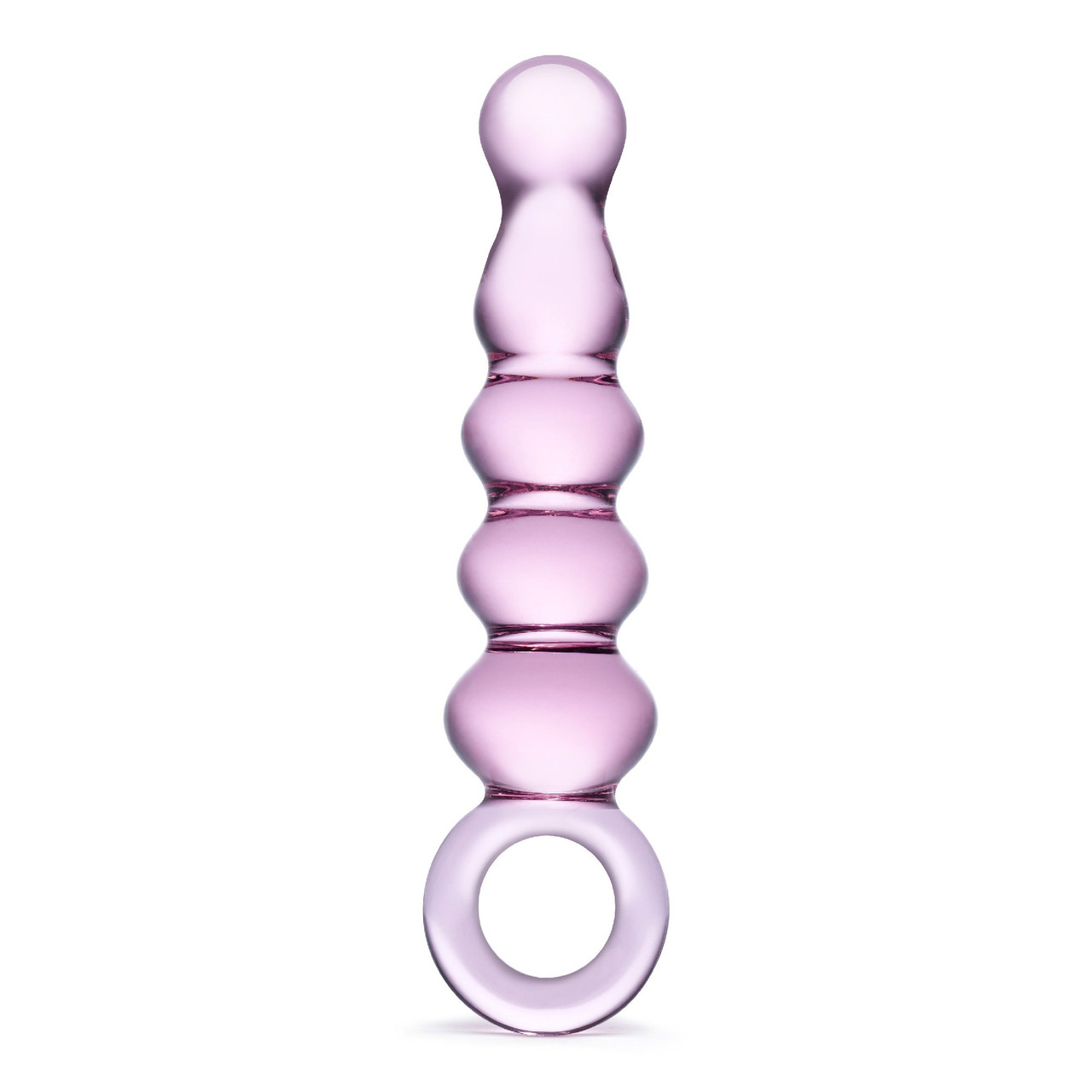 Buy the Quintessence Pink Beaded Borosilicate Glass Anal Slider with grip ring butt plug