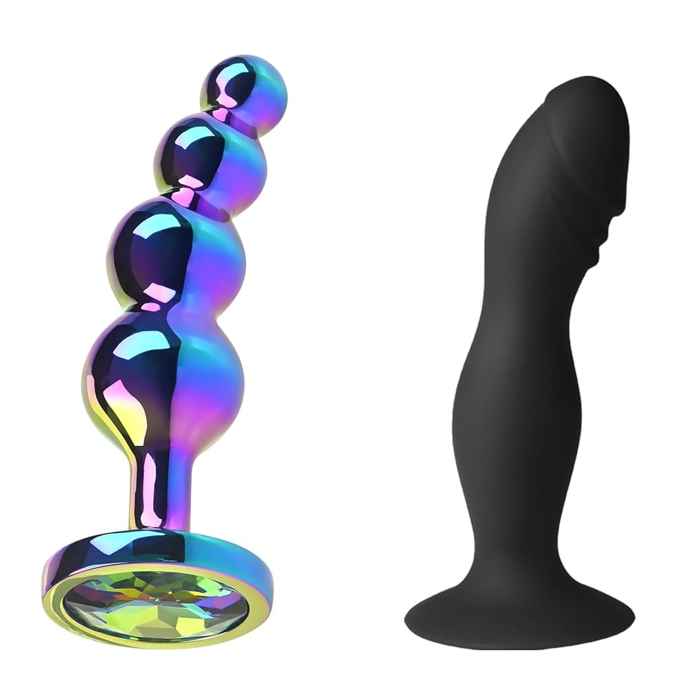 : FST Anal Plug Suction Cup Dildo and Colorful Graduated Anal Beads Prostate Butt Plug Female G-Spot Stimulator Sex Toy : Health Household