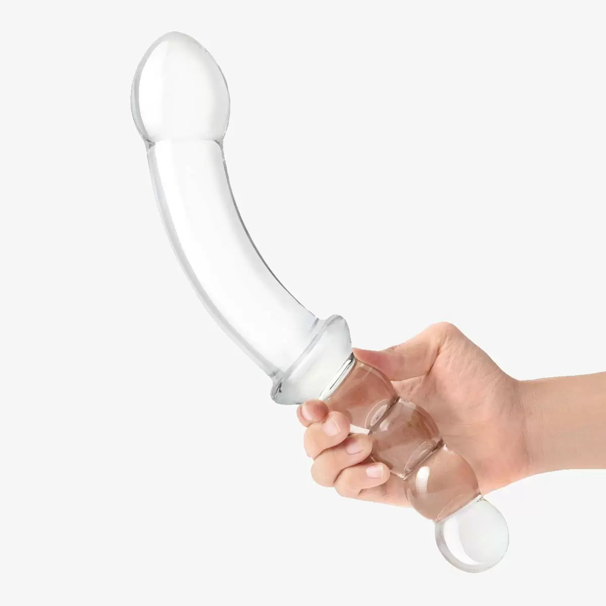 Glas 12.5in Double DongGirthy GlassAnal Bead Grip Handle Sex Toy