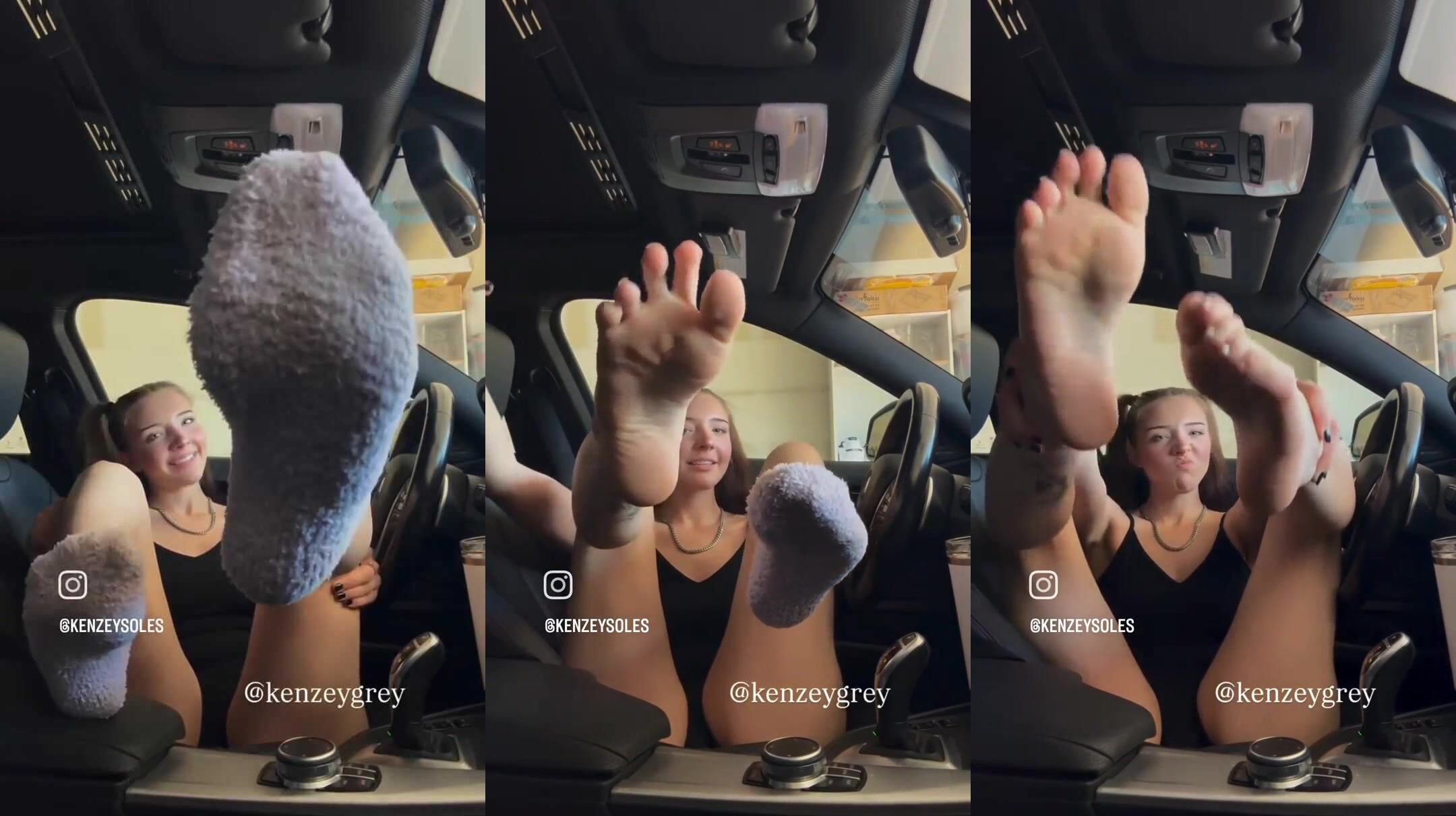 Kenzeyso Showing Off Her Feet In The Car While Wearing Fuzzy Socks Video