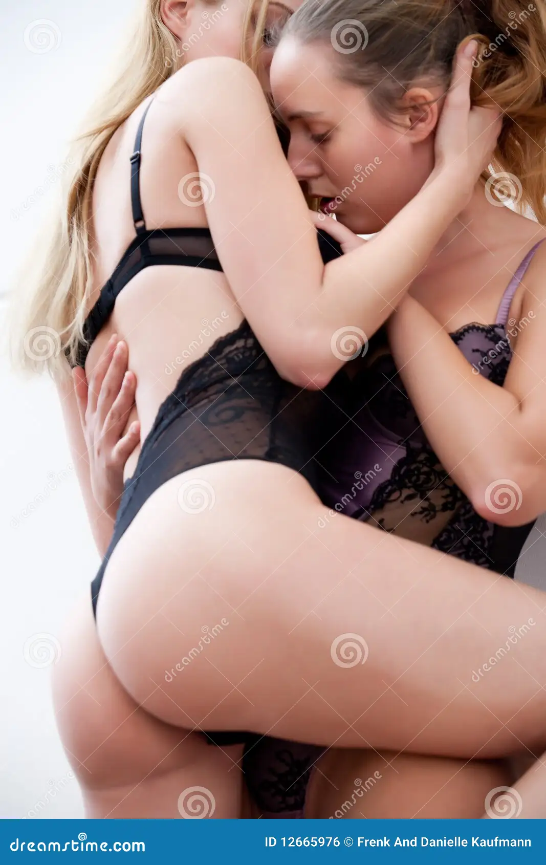 2 Lesbian Girls Having a Foreplay Stock Photo