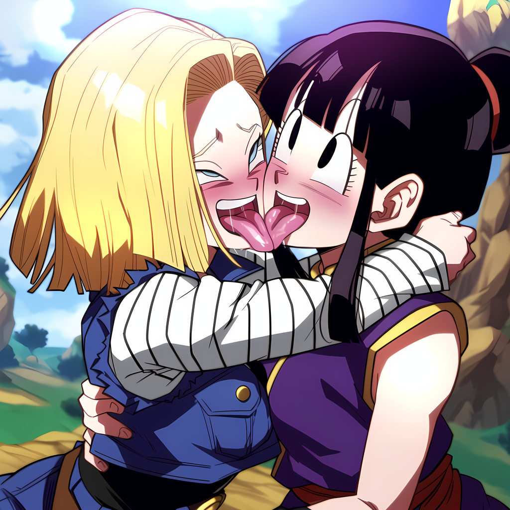 Android 18 and Chi-Chi tongue kissing by PowerhouseRift on DeviantArt