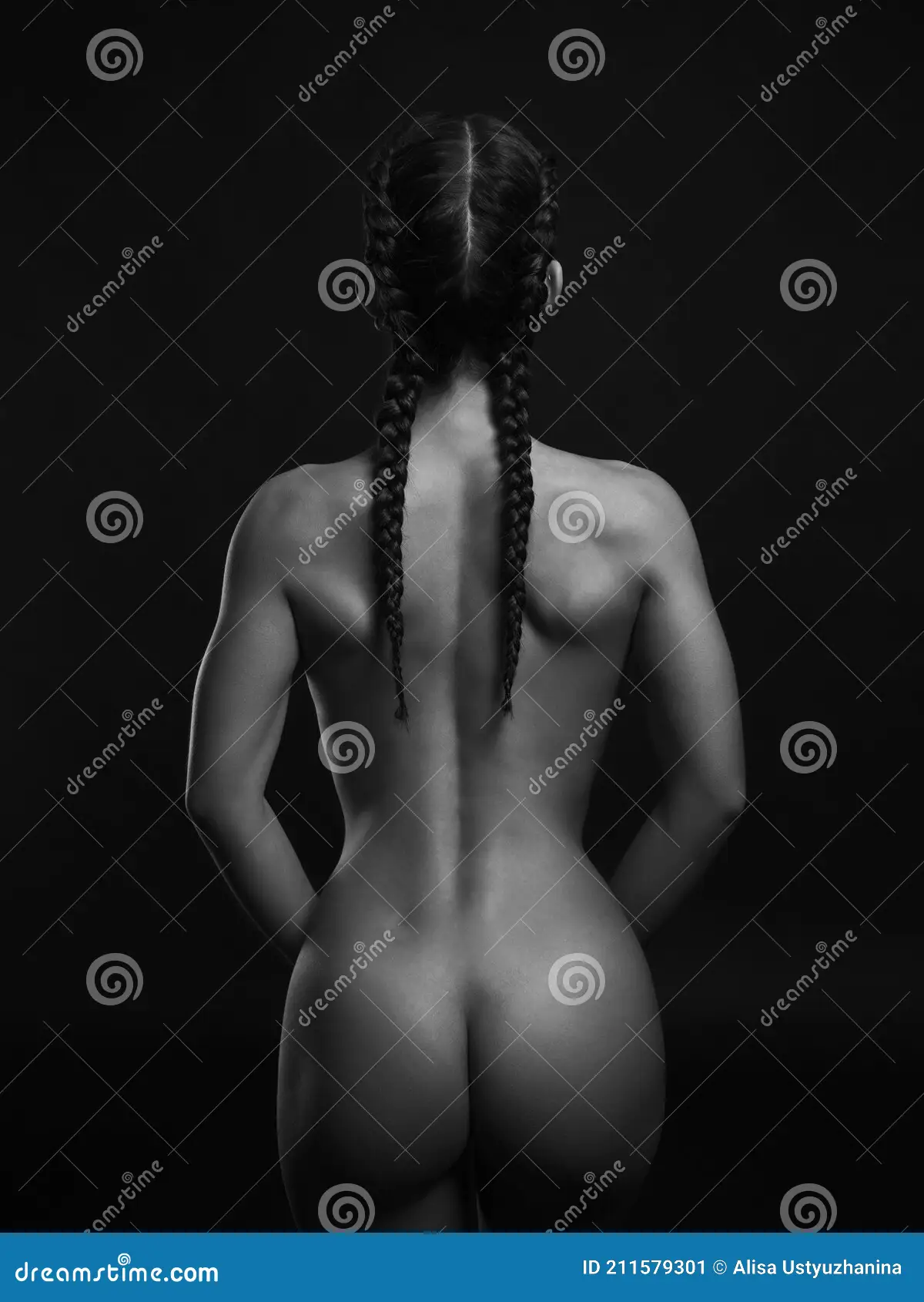 Female Nude Sport Body Back. Naked Woman Stock Image