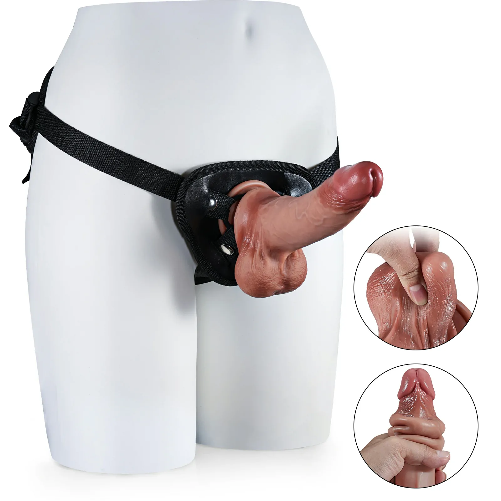 8.4 Realistic Soft Sliding Skin Strap on Dildo With Silicone Moving B