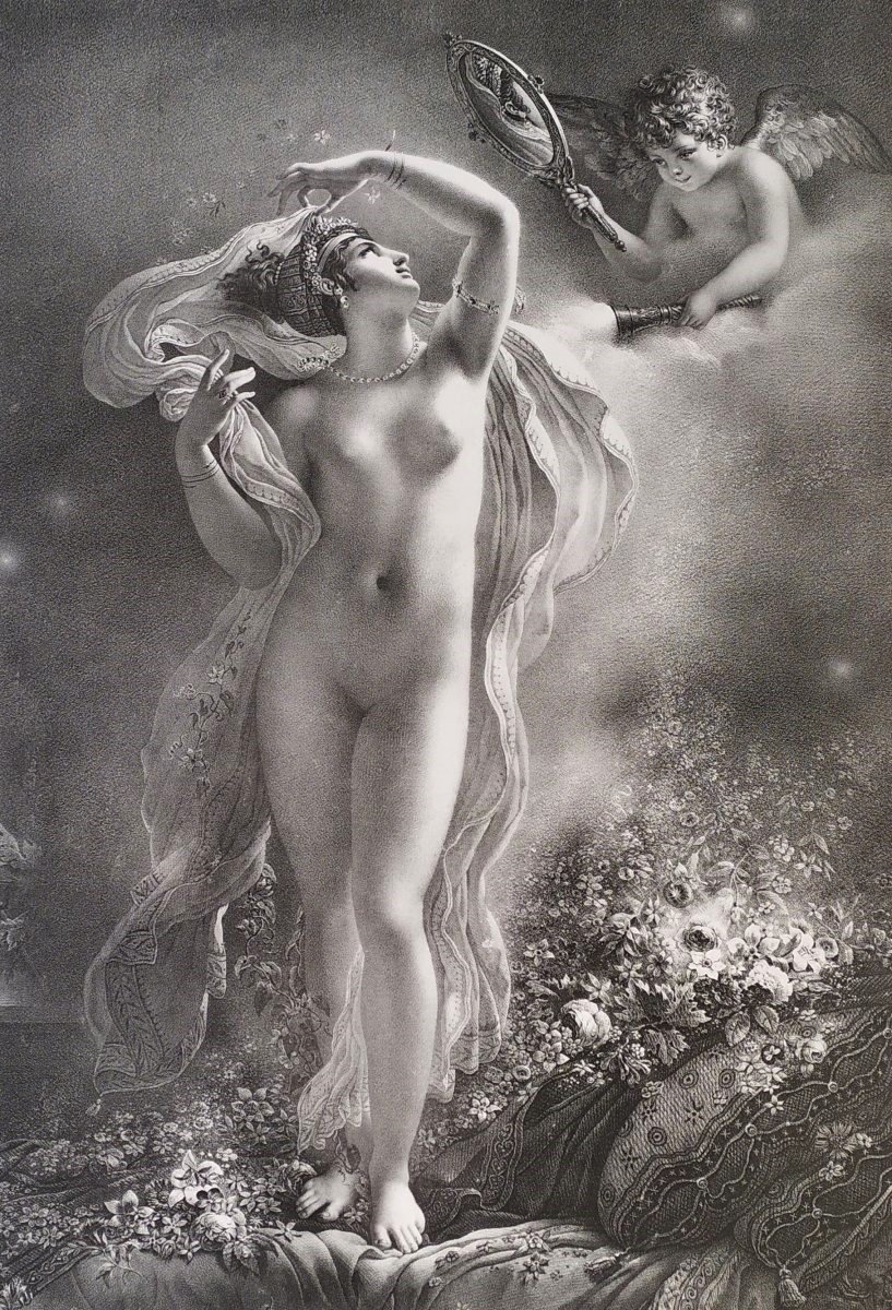 Greek Mythology Female Nude Goddess Danae Litho...