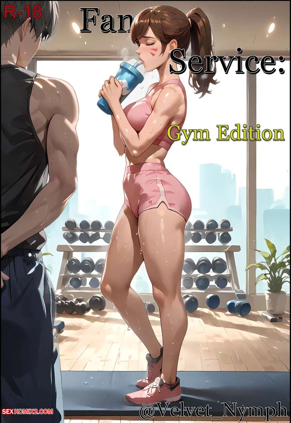 Porn comic Fan Service. Gym Edition. Overwatch. Velvet nymph Sex comic guy came to