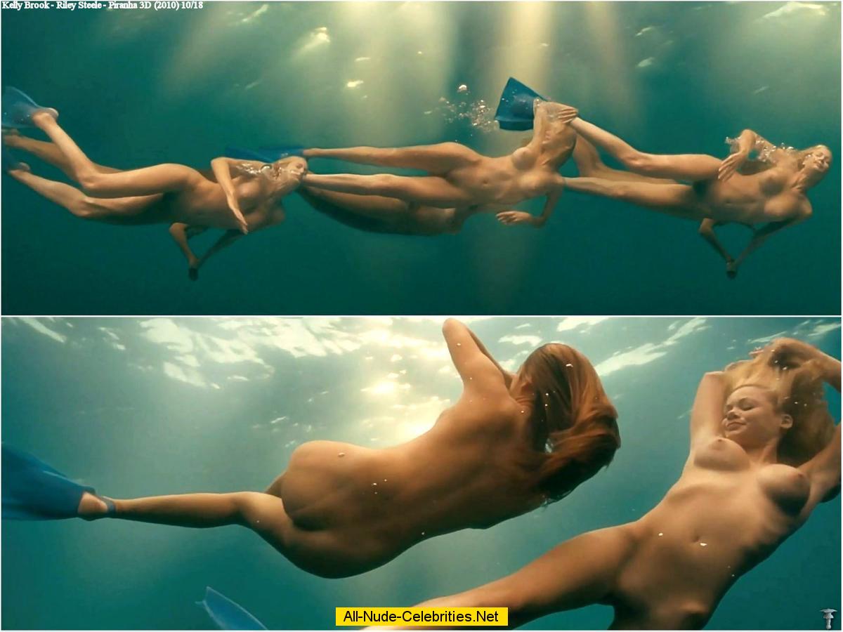 Kelly Brook fully nude scenes from Piranha 3D with Riley Steele