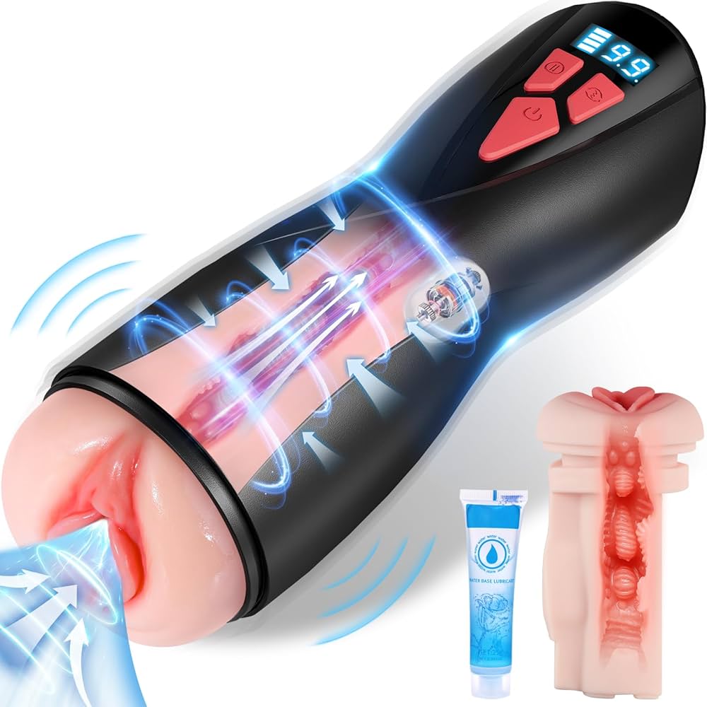 : Male Sex Toys Vibrating MasturbatorMale Masturbator Automatic Pocket Pussy with LCD Display Lifelike Vagina Powerful 9 Vibration 5 Suction Modes Mens Vibrator for Sex Blowjob Pleasure : Health