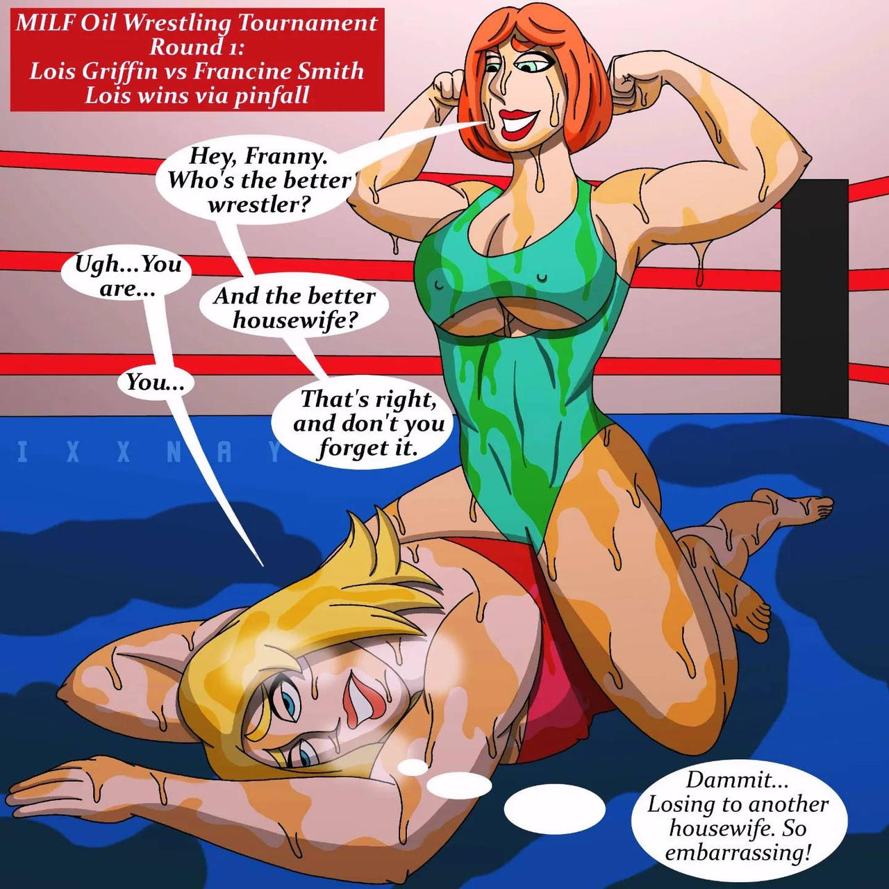 MILF Oil Wrestling Tournament: Lois vs Francine by IxxxnayK on DeviantArt